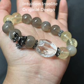 Lemon Quartz and Moonstone Crystal Designed Bracelet