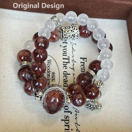 Gel Flower and Milky White Crystal Designed Bracelet
