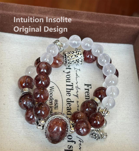 Gel Flower and Milky White Crystal Designed Bracelet