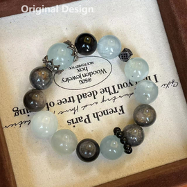 Large Aquamarine Bead Crystal Designed Bracelet