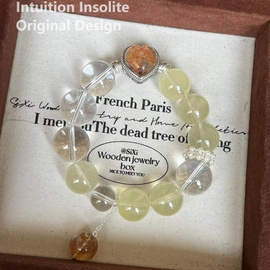 Lemon Quartz and 16mm White Quartz Crystal Designed Bracelet