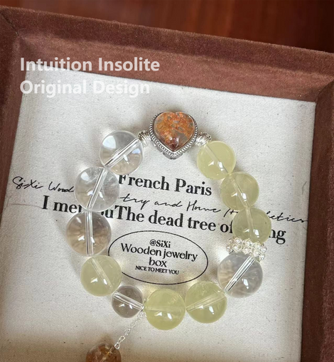 Lemon Quartz and 16mm White Quartz Crystal Designed Bracelet
