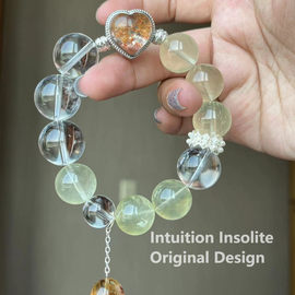 Lemon Quartz and 16mm White Quartz Crystal Designed Bracelet