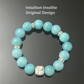 Amazonite 12mm Bead and Diamond Top Bead Crystal Design Bracelet