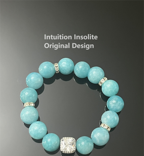 Amazonite 12mm Bead and Diamond Top Bead Crystal Design Bracelet