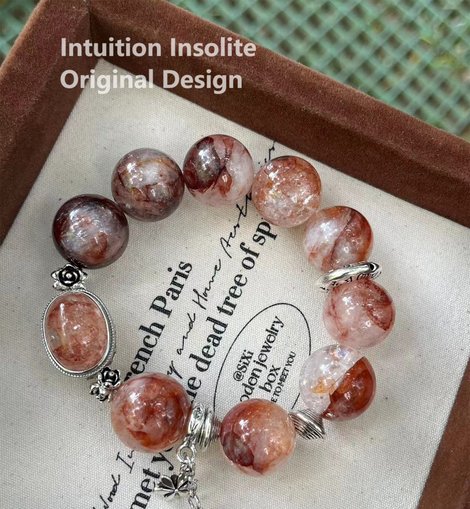 16mm Gel Flower and Pine Cone Crystal Bracelet
