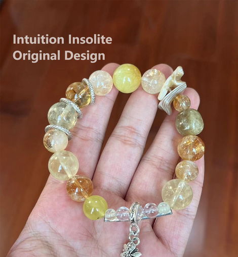 Yellow Quartz and Golden Grapes Crystal Designed Bracelet