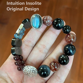 Gel Flower, Aquamarine, and Silver Garnet Crystal Bracelet