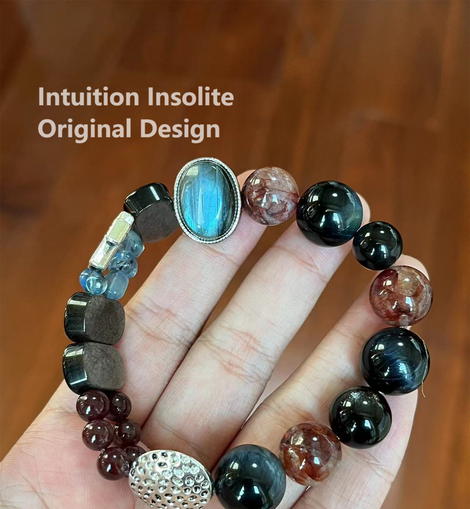 Gel Flower, Aquamarine, and Silver Garnet Crystal Bracelet