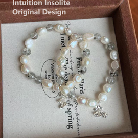 Baroque Green Ghost Quartz and Sterling Silver Crystal Designed Bracelet