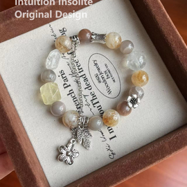 Bone Beads, Lemon Quartz, and Yellow Topaz Crystal Designed Bracelet