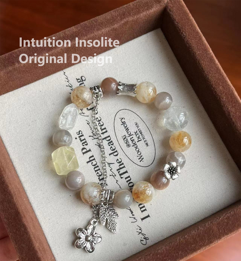 Bone Beads, Lemon Quartz, and Yellow Topaz Crystal Designed Bracelet