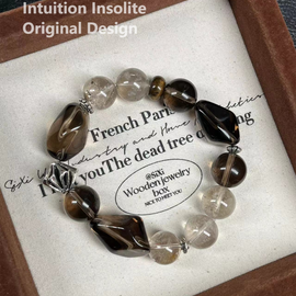 Smoky Quartz Phantom Crystal Design Bracelet