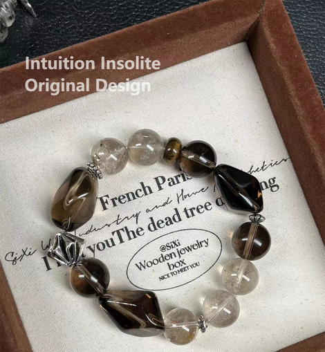 Smoky Quartz Phantom Crystal Design Bracelet