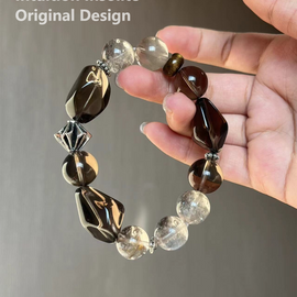 Smoky Quartz Phantom Crystal Design Bracelet