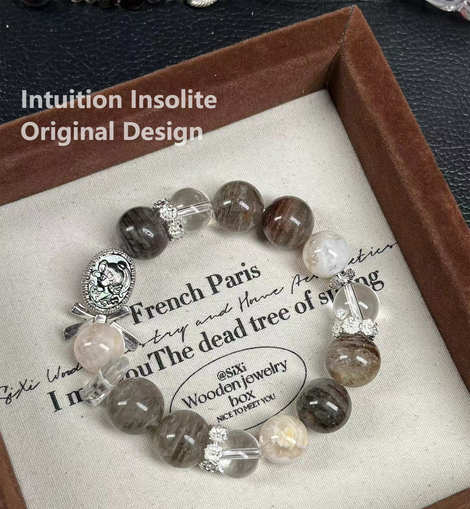 Snowflake Phantom Multilayer Ghost White Crystal Black Shell Bowknot Design Bracelet