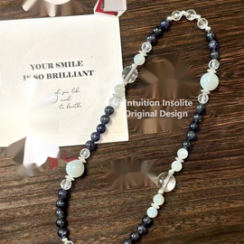Iolite White Moonstone White Crystal Long Chain Design Bracelet