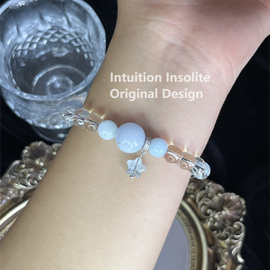 Aquamarine and Clear Quartz Star Design Bracelet