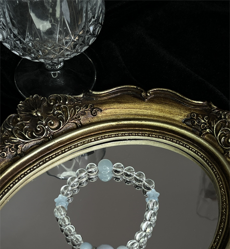 Aquamarine and Clear Quartz Star Design Bracelet