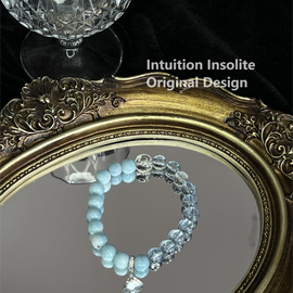 Larimar and Aquamarine Crystal Design Bracelet with Small Pendant Beads