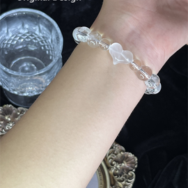 Clear Quartz Natural Stone Heart Crystal Design Bracelet
