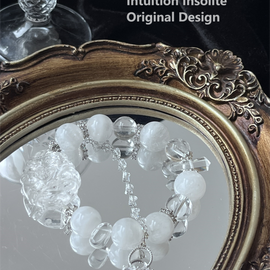White Rabbit Hair Phantom Clear Quartz Cross Crystal Design Bracelet