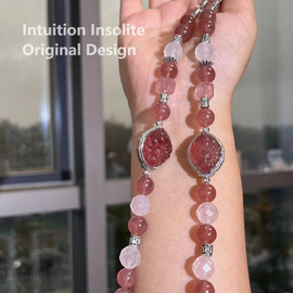 Strawberry Quartz Rose Quartz Crystal Design Bracelet