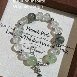 Green Azeztulite, Vesuvianite (Grape Stone), and Green Ghost Quartz Crystal Designed Bracelet