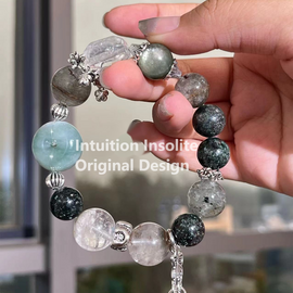 Jade, Green Ghost Quartz, and Green Aventurine Crystal Designed Bracelet