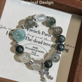 Jade, Green Ghost Quartz, and Green Aventurine Crystal Designed Bracelet