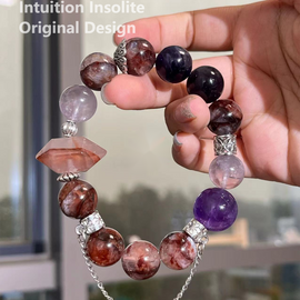 Five Elements Single Circle Fire - Gel Flower Amethyst Crystal Designed Bracelet