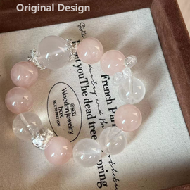 19mm Focal Bead with 15-16mm Rose Quartz Crystal Design Bracelet