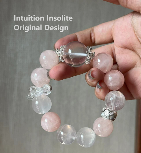 19mm Focal Bead with 15-16mm Rose Quartz Crystal Design Bracelet