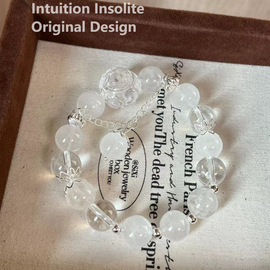 White Phantom Clear Quartz 11-12mm Drop Bead Crystal Design Bracelet