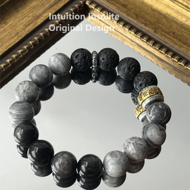 Silver Obsidian Natural Gemstone Crystal Design Bracelet
