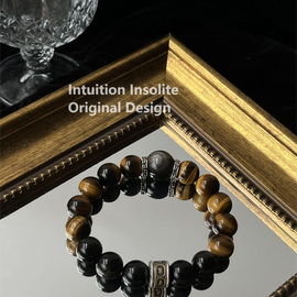 Tiger's Eye, Silver Shine Stone, and Golden Shine Stone Crystal Designed Bracelet