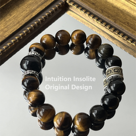 Tiger's Eye, Silver Shine Stone, and Golden Shine Stone Crystal Designed Bracelet