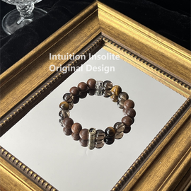 Smoky Quartz, Tiger's Eye, Golden Sandalwood, and Tai Chi Crystal Designed Bracelet