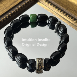Turquoise Black Obsidian Crystal Design Bracelet
