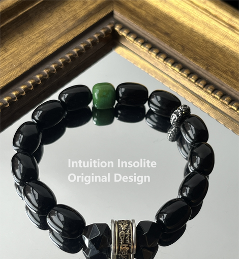 Turquoise Black Obsidian Crystal Design Bracelet