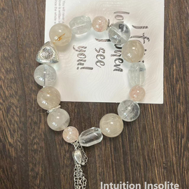 Frosted Hair Quartz Pink Agate Green Agate Crystal Design Bracelet