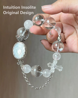 Clear Quartz White Agate Cross Mother of Pearl Crystal Designed Bracelet