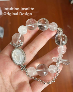 Clear Quartz White Agate Cross Mother of Pearl Crystal Designed Bracelet