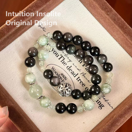 Silver Shine Prehnite Jade Long Strand Crystal Design Bracelet