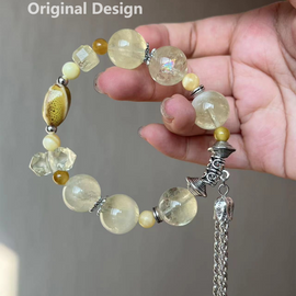 Lemon Quartz and Ceramic Crystal Designed Bracelet