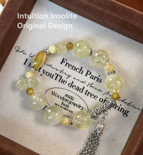Lemon Quartz and Ceramic Crystal Designed Bracelet
