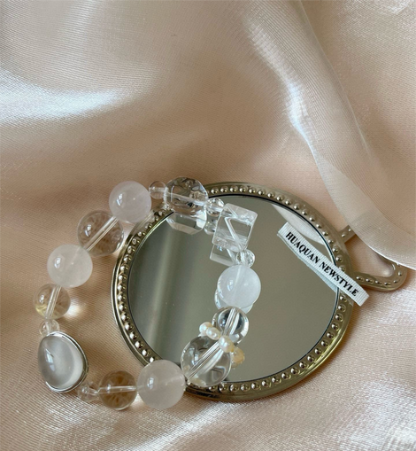 Milky Quartz White Quartz Pearl Crystal Design Bracelet