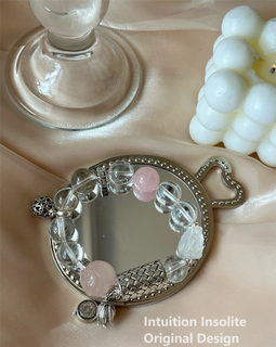 13mm Clear Quartz, Rose Quartz, Milky Quartz Crystal Designed Bracelet