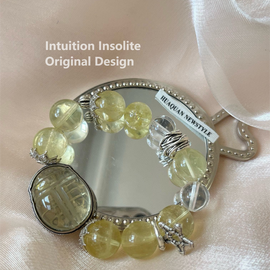 Lemon Quartz and White Quartz 15-16mm Crystal Designed Bracelet