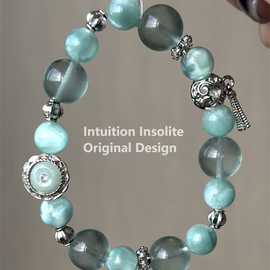 Green Fluorite, Green Ocean Jasper, and Jade Box Crystal Designed Bracelet